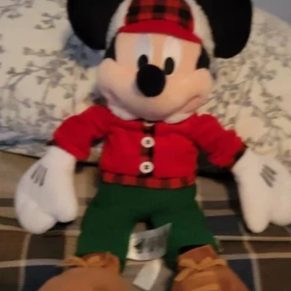 Disney Baby Mickey Mouse Lumberjack Christmas Holiday plush RARE 2017